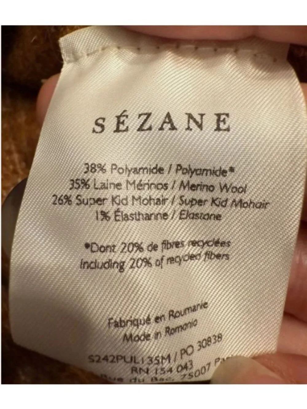 sezane trudy jumper sweater brown szS bust37in